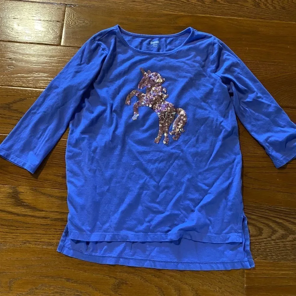 Adorable Gymboree Unicorn girls periwinkle top
